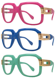 Retro Square Clear Lens Glasses W/ Gold Arms – image 3