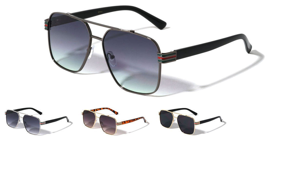Square Aviators W/ Striped Hinge