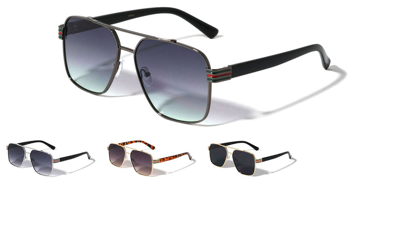 Square Aviators W/ Striped Hinge – second view