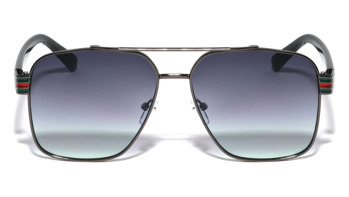 Square Aviators W/ Striped Hinge