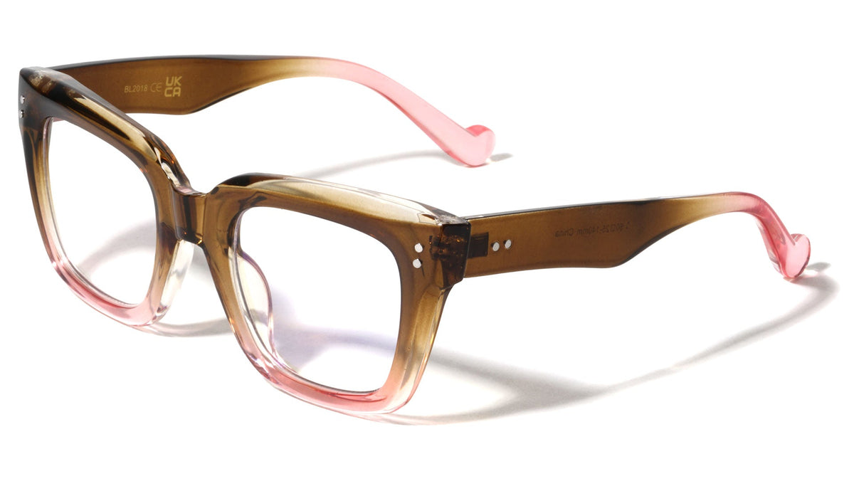 Oversized Two-Tone Square Blue Light Glasses