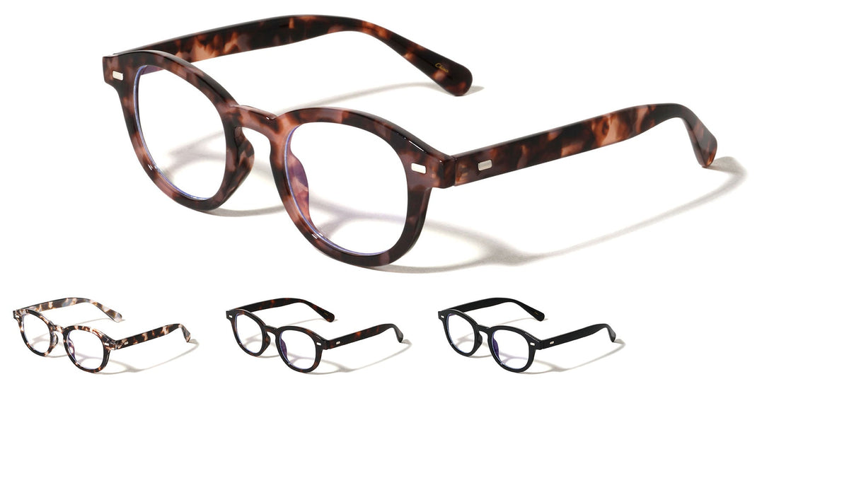 Retro Round Blue Light Glasses W/ Studs