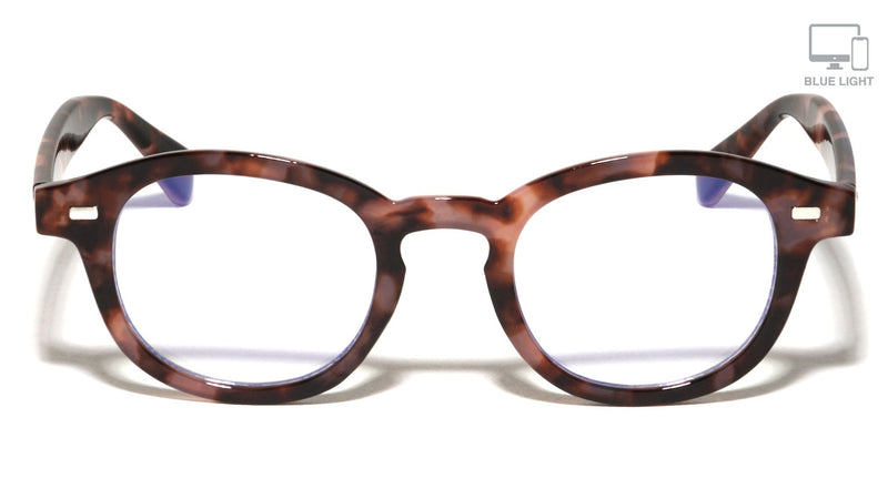 Retro Round Blue Light Glasses W/ Studs