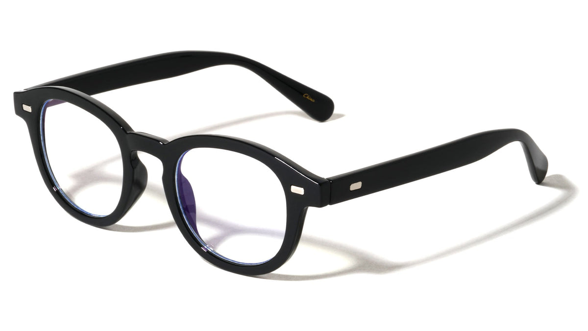 Retro Round Blue Light Glasses W/ Studs
