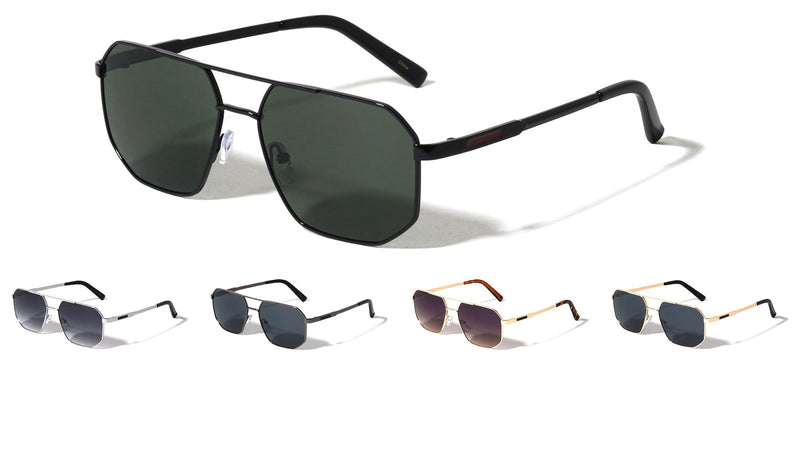 Flat Top Geometric Aviators W/ Temple Accent – second view