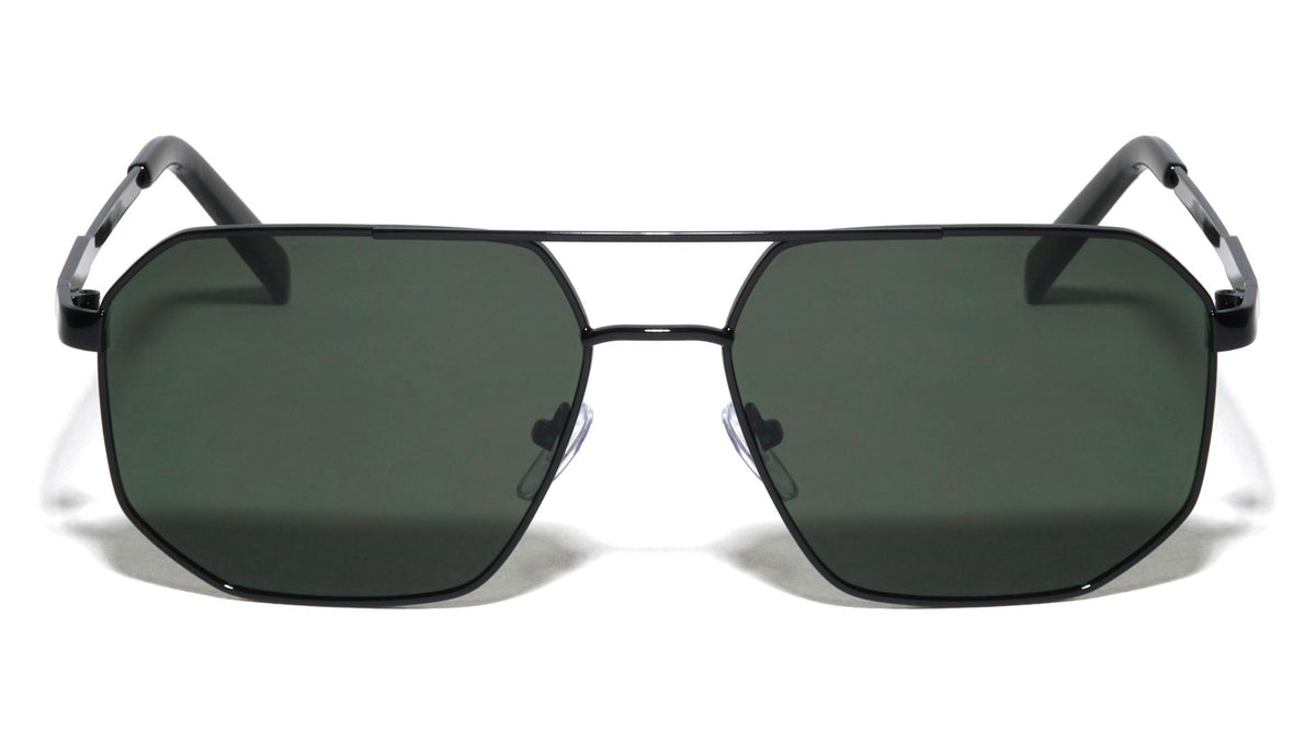 Flat Top Geometric Aviators W/ Temple Accent