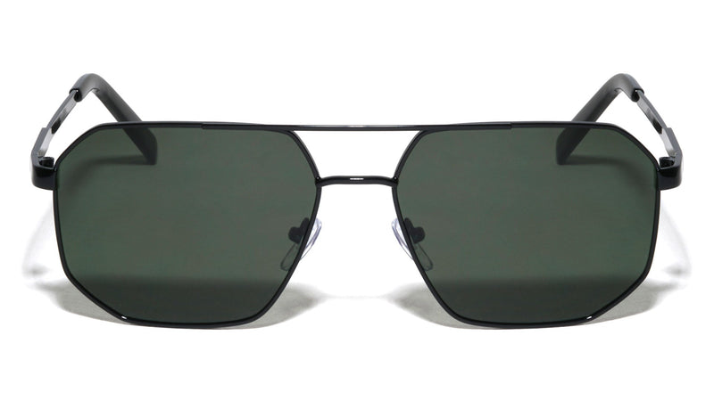 Flat Top Geometric Aviators W/ Temple Accent