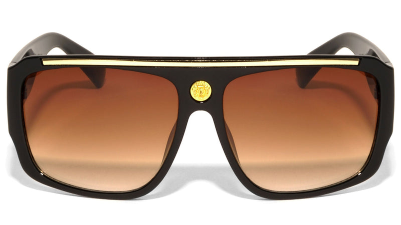 Flat Top Square Sunglasses W/ Gold Bar