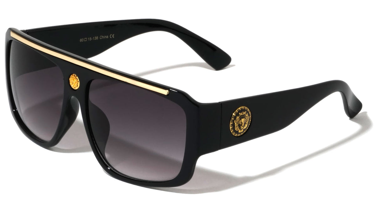Flat Top Square Sunglasses W/ Gold Bar
