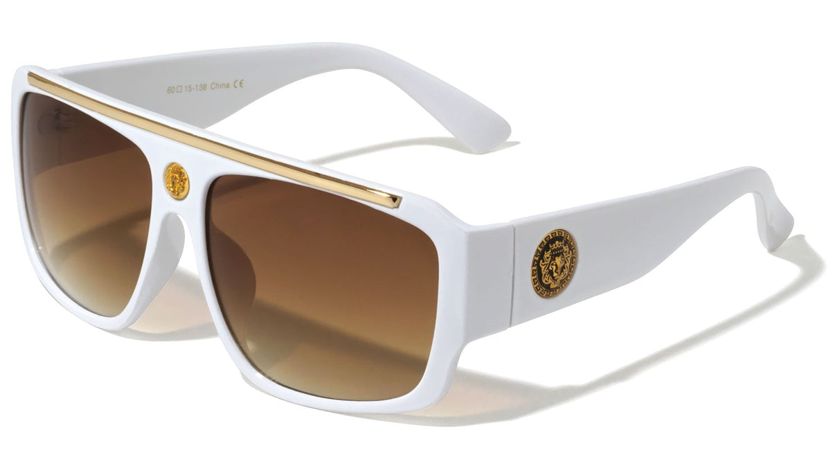 Flat Top Square Sunglasses W/ Gold Bar