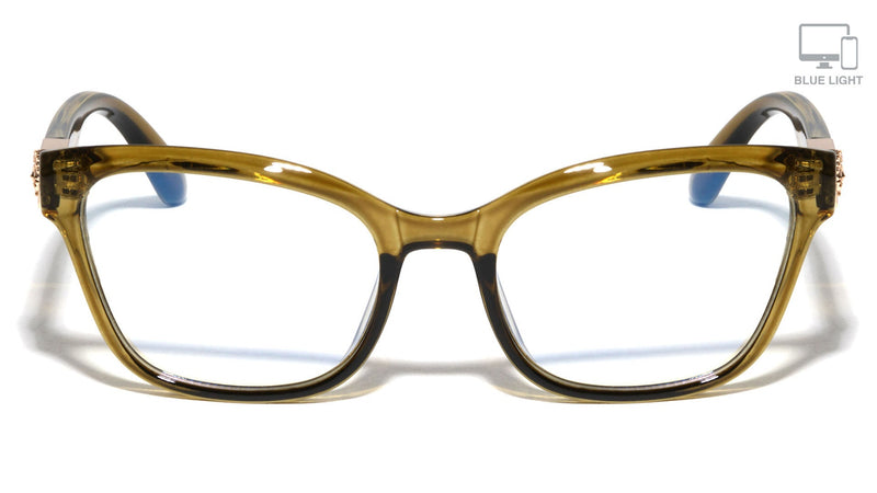 Cat Eye Blue Light Glasses W/ Crystal Frame