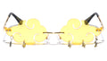 Rimless Cloud Shape Sunglasses W/ Lightning Charms