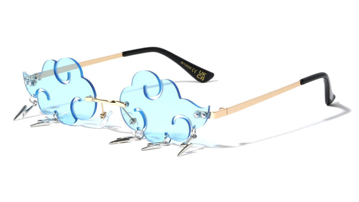 Rimless Cloud Shape Sunglasses W/ Lightning Charms