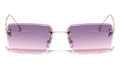 Rimless Diamond Cut Rectangle Sunglasses