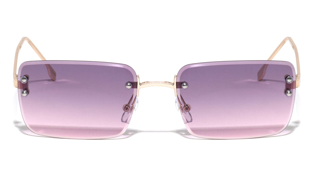 Rimless Diamond Cut Rectangle Sunglasses