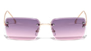 Rimless Diamond Cut Rectangle Sunglasses – image 1