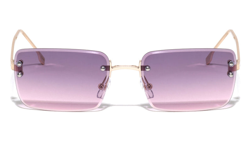 Rimless Diamond Cut Rectangle Sunglasses
