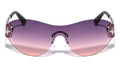 Rimless Oval Shield Sunglasses W/ Star Hinge