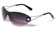 Rimless Oval Shield Sunglasses W/ Star Hinge – image 6