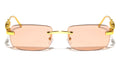 Rimless Rectangle Sunglasses W/ Gold Jaguar Arms