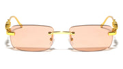 Rimless Rectangle Sunglasses W/ Gold Jaguar Arms – image 1