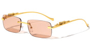 Rimless Rectangle Sunglasses W/ Gold Jaguar Arms – image 3