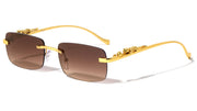Rimless Rectangle Sunglasses W/ Gold Jaguar Arms – image 4
