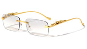 Rimless Rectangle Sunglasses W/ Gold Jaguar Arms – image 5