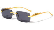 Rimless Rectangle Sunglasses W/ Gold Jaguar Arms – image 6