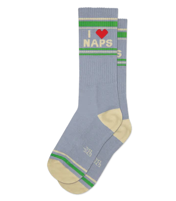 I Love Naps gym socks by Gumball Poodle
