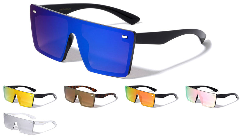 Flat Top Rimless Shield Sunglasses W/ Mirror Lens – second view