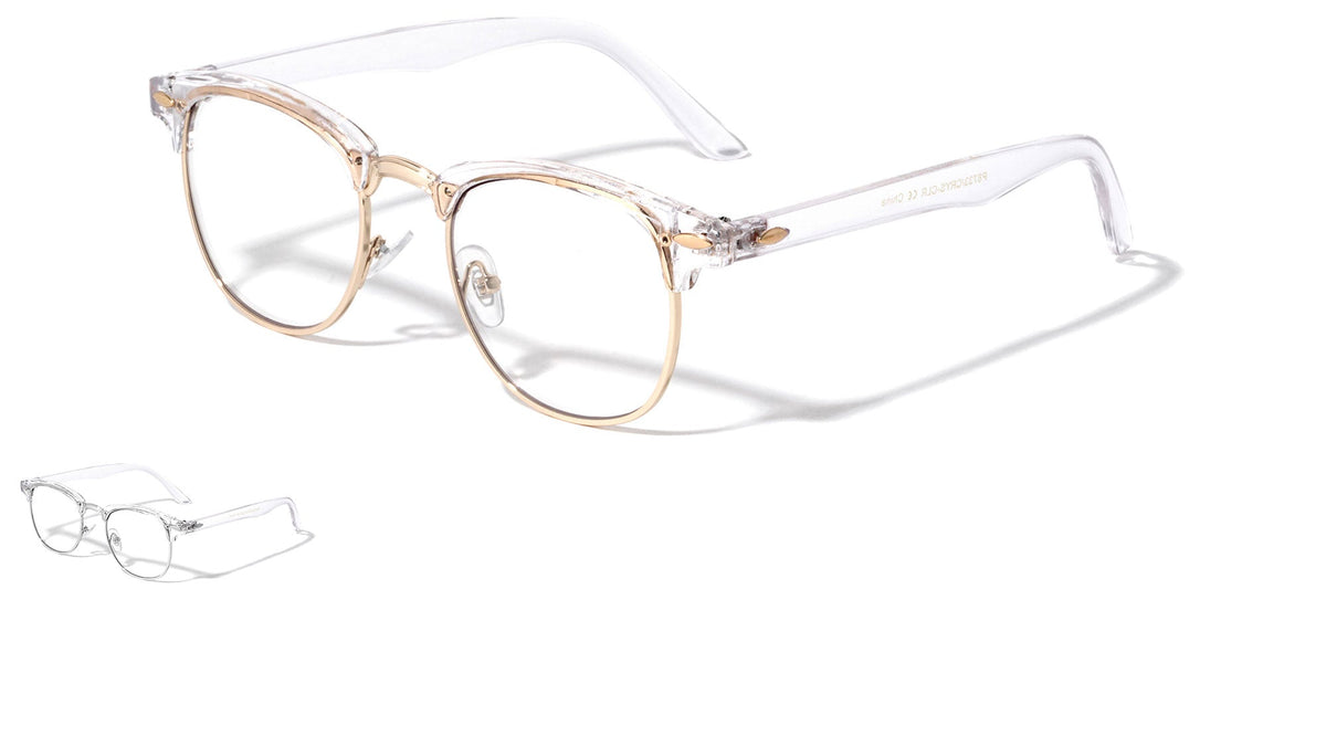 Clear Frame Round Browline Glasses