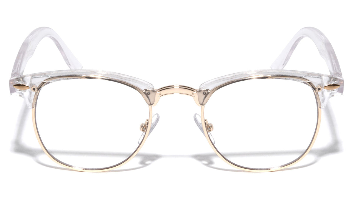 Clear Frame Round Browline Glasses