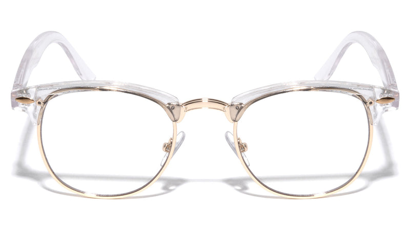Clear Frame Round Browline Glasses