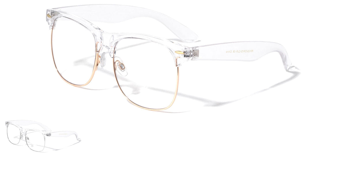 Clear Frame Square Browline Glasses