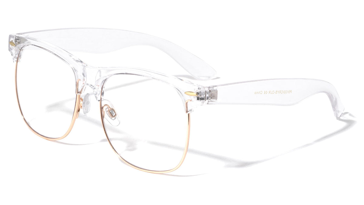 Clear Frame Square Browline Glasses