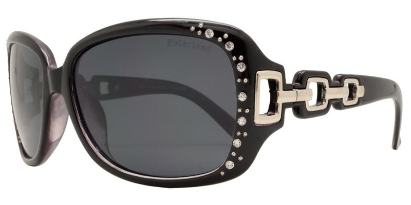 Polarized Square Rhinestone Sunglasses W/ Chain Arms – second view