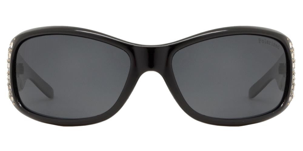 Polarized Rhinestone Wrap Sunglasses