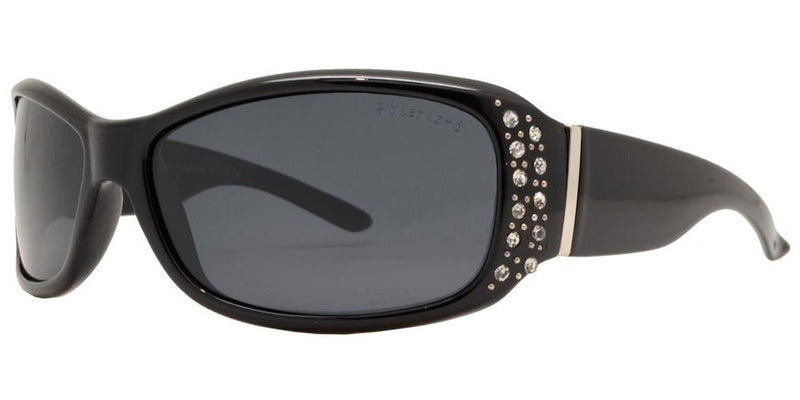 Polarized Rhinestone Wrap Sunglasses