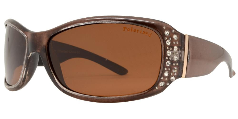 Polarized Rhinestone Wrap Sunglasses