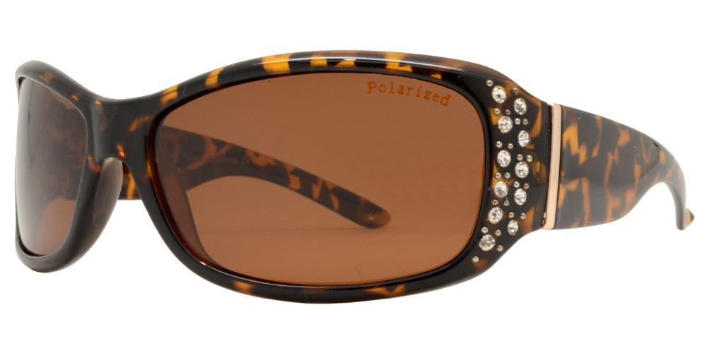 Polarized Rhinestone Wrap Sunglasses