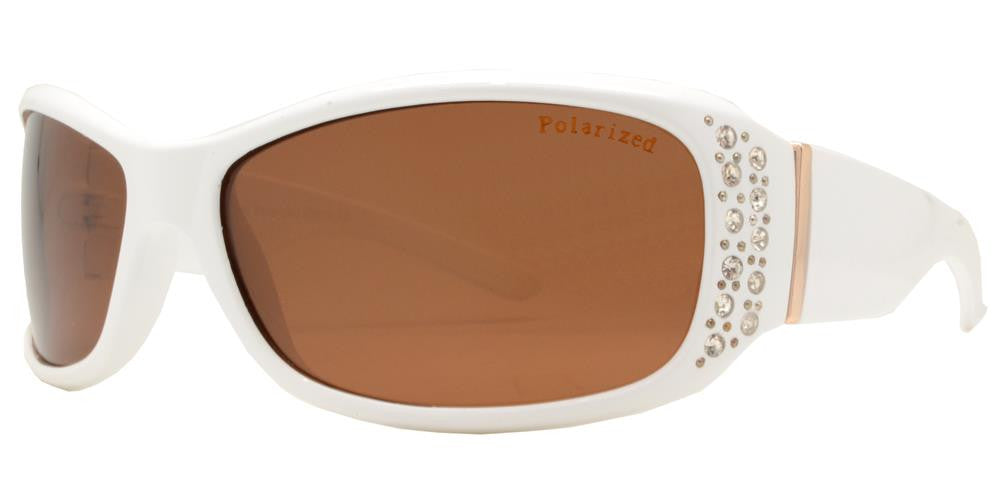 Polarized Rhinestone Wrap Sunglasses