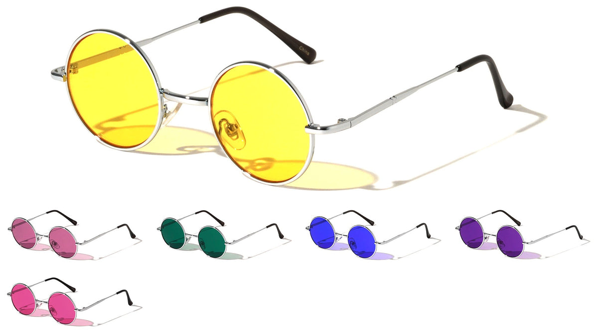 Round Metal Sunglasses W/ Color Lens