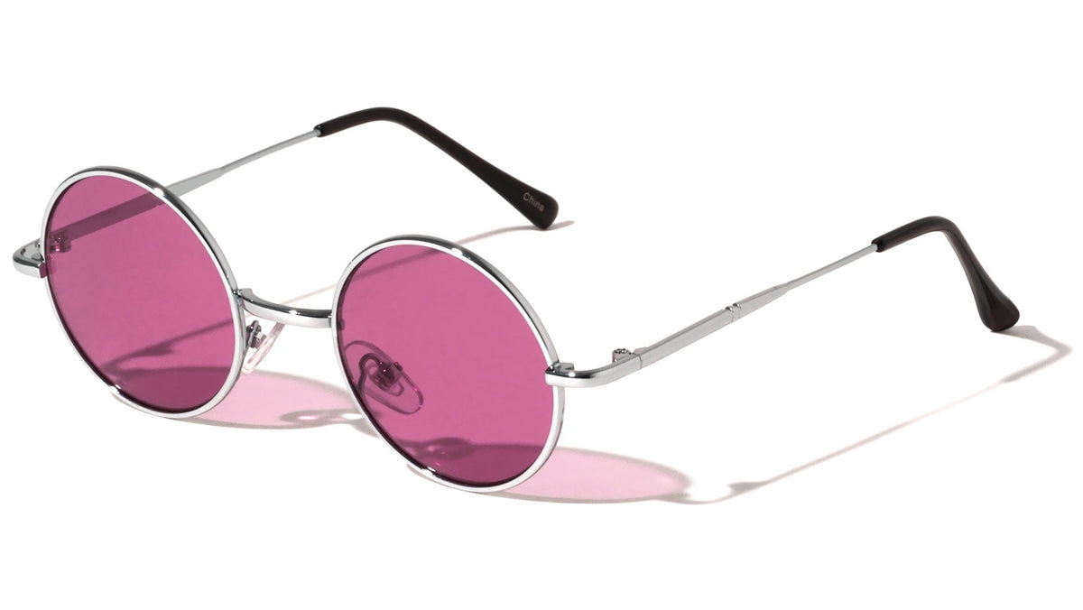 Round Metal Sunglasses W/ Color Lens