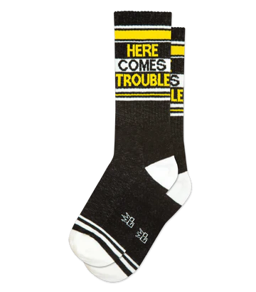 Here Comes Trouble gym socks by Gumball Poodle