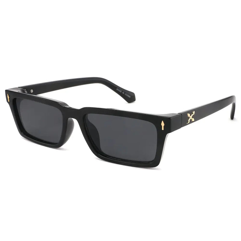Chunky Rectangle Sunglasses W/ Metal Rivets