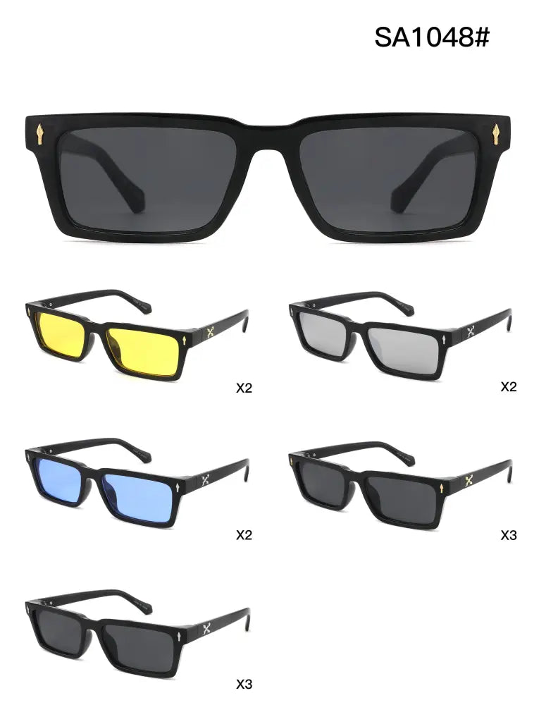 Chunky Rectangle Sunglasses W/ Metal Rivets