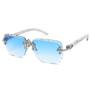Rimless Diamond Cut Sunglasses W/ Cross Hinge – image 4