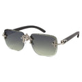 Rimless Diamond Cut Sunglasses W/ Cross Hinge