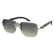Rimless Diamond Cut Sunglasses W/ Cross Hinge – image 1